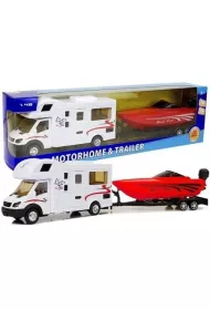 Camper z czerwon� motor�wk� i nap�dem frykc. 1:48 LeanToys