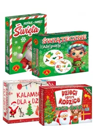 Zestaw gier �wi�tecznych: Piotru� i Pami�� �wi�ta, Ale Pary �wi�teczne, Dzieci kontra Rodzice. Magia �wi�t, Kalambury dla dzieci. Gra �wi�teczna