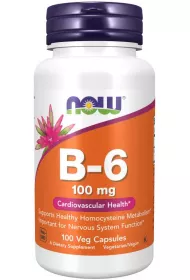 Now Foods Witamina B-6 100 mg Suplement diety 100 kaps.