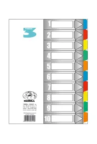 Przek�adki Tres A4 kartonowe z laminowanymi indeksami 10 kolor�w