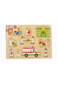 Puzzle drewniane 9 elem pinezki Szpital 1569868 Playme
