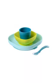 Beaba Komplet naczy z silikonu z przyssawk blue