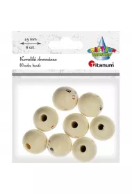 Titanum Koraliki drewniane okr�g�e z twarz� 8 szt.