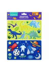 Starpak Plastikowy szablon rysunkowy - dino, kosmos 2 szt.