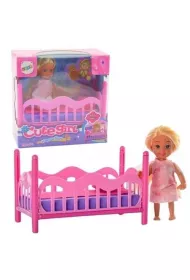 Zestaw mini laleczka w pi�amie + ��eczko r�owe LeanToys
