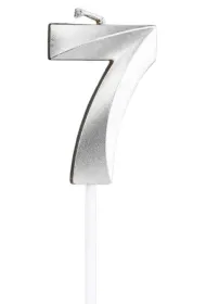 �wieczka na tort - cyferka 7 srebrna 4,8cm