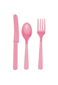 Sztu�ce r�owe - plastikowe (8 widelc�w, 8 �y�ek, 8 no�y)