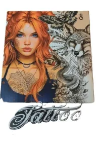 Kolorowanka A4 pionowa 8 obrazk�w Tattoo pomara�cz