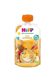 Hipp Good Morning Mus owocowy jab�ka brzoskwinie banany z musli i jogurtem po 1. roku 120 g Bio