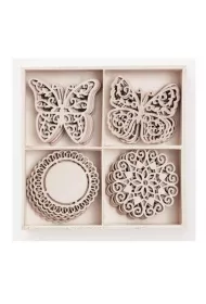Dalprint Kszta�ty z drewna dekory i motyle 20 szt