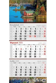 Kalendarze �cienne Kalendarz 2026 tr�jdzielny p�aski KTT 1szt.mix