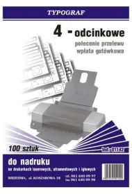 Druki samokopiuj�ce Typograf polecenie przelewu 4 odc. (01142) 100 szt.
