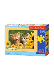 Puzzle 60 el. Two Kittens with Sunflower Castorland