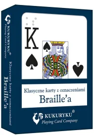 Karty do gry niebieskie ze znakami Braille`a Kukuryku