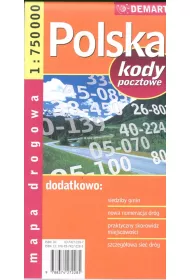 Polska. Mapa drogowa z kodami pocztowymi