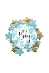 Anagram Balon foliowy Baby Boy Blue Watercolor 76x76cm