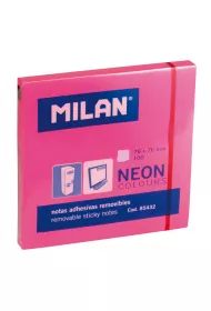 Milan Karteczki samoprzylepne neonowe r�owe 76 x 76 mm 100 szt.