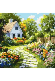 Ideyka Malowanie po numerach - Kwiaty w pobli�u chaty 40x40cm