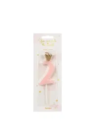 PartyDeco �wieczka urodzinowa 2 jasny r�owy 9.5cm
