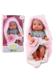 Lalka bobas w szarej pi�amce r�owy 23cm LeanToys