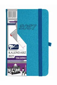 Kalendarz 2027 Techno A6 tygodniowy turkusowy