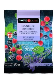 Pure&Good Cukierki z melis�, lawend� i owocami le�nymi ze stewi� bez cukru 50 g