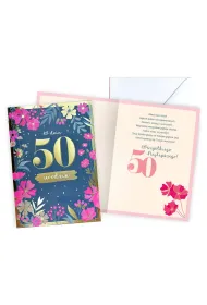 Kukartka Karnet 50 urodziny kwiaty PR-555