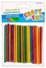 Craft with Fun Ozodba dekoracyjna drewniana Patyczki okr�g�e kolorowe