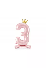 PartyDeco Stoj�cy balon foliowy 3 jasny r�owy 84cm