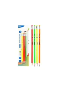 Deli O��wek neonowy HB z gumk� 4 szt.