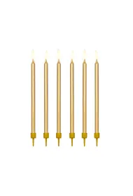 PartyDeco �wieczki urodzinowe g�adkie z�ote 12.5cm
