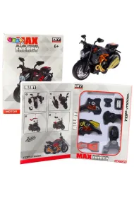 Motocykl do skr�cania metalowy 1:14 czarno-pomar. LeanToys
