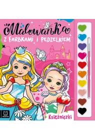 Malowanka z farbkami i pdzelkiem. Ksiniczki