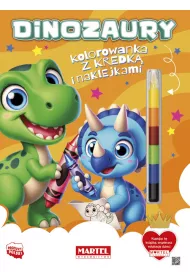 Dinozaury. Kolorowanka z kredk i naklejkami