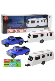Zestaw samoch�d metalowy z kamperem LeanToys