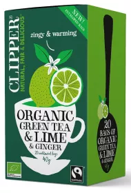 Clipper Herbata zielona z limonk� i imbirem fair trade 20 x 2 g Bio