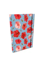 Bee-bee Notes A5 z gumk� Soft Touch Hibiskusy w jeansie kratka