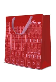 Paw Torebka �wi�teczna premium Christmas tenements red, medium 20x25x10cm