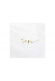 PartyDeco Serwetki Love z�ote 33x33cm