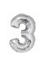 Godan Balon cyfra 3 srebrny 85cm