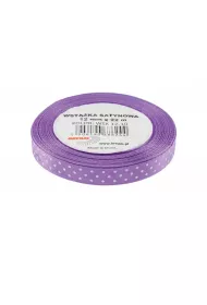 Wst��ka satynowa w kropki fioletowa 12mm x 22m