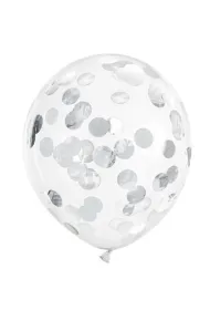 PartyDeco Balony z konfetti k�ka srebrny 30cm 6 szt