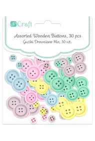 Dalprint Guziki drewniane pastelowe mix 30 szt.