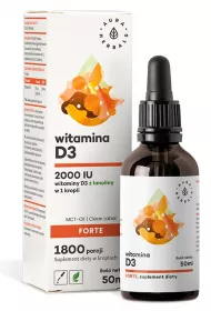 Aura Herbals Witamina D3 Forte 2000 IU w kroplach z olejem MCT z kokosa Suplement diety 50 ml