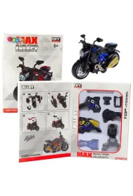 Motocykl do skr�cania metalowy 1:14 niebieski LeanToys