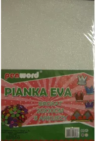 Polsirhurt Pianka brokatowa bia�a 20x30 cm, 5 arkuszy