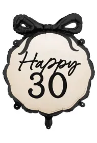 PartyDeco Balon foliowy pastylka Happy 30 47.5x45cm