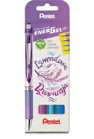 Pentel Zestaw pi�r EnerGel BL77 lawendowa Prowansja w etui 4 szt.