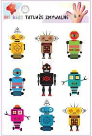 Tatuae zmywalne dla dzieci Roboty All4Kids