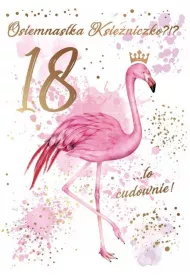 Kukartka Karnet B6 Urodziny 18 flamingi PR-099